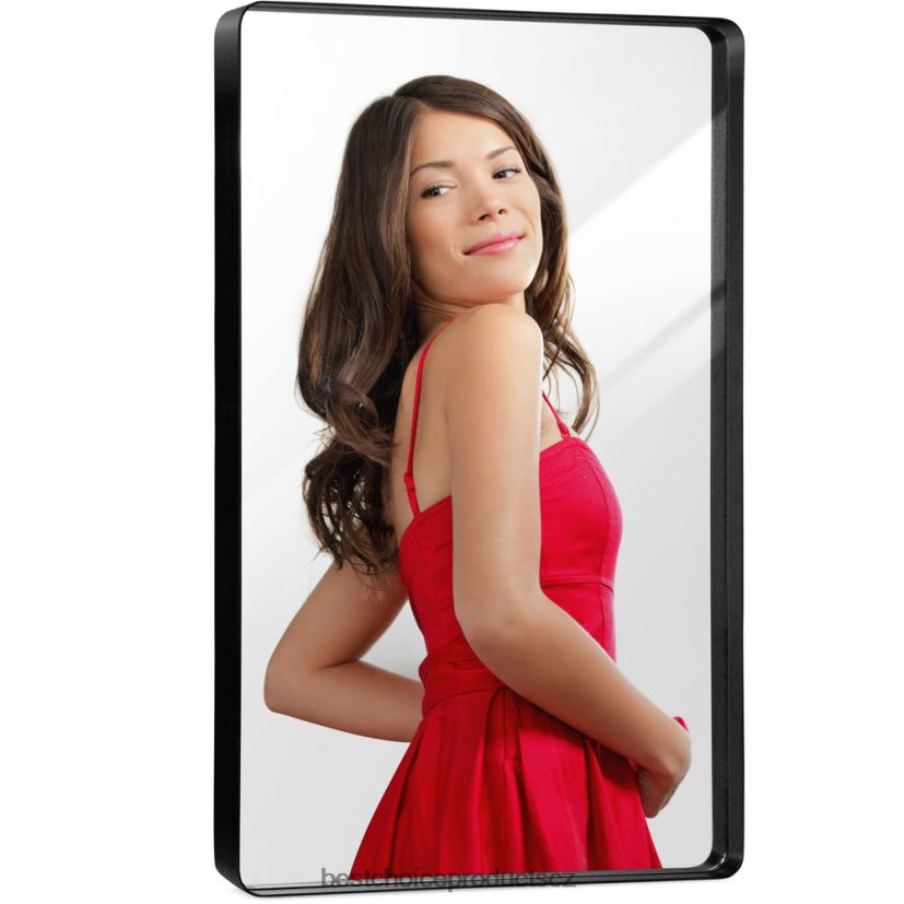 Best Choice Products 2-cestné obdélníkové nástěnné zrcadlo se zaoblenými rohy, fólie proti otřesu doplněk matná černá FF2286360