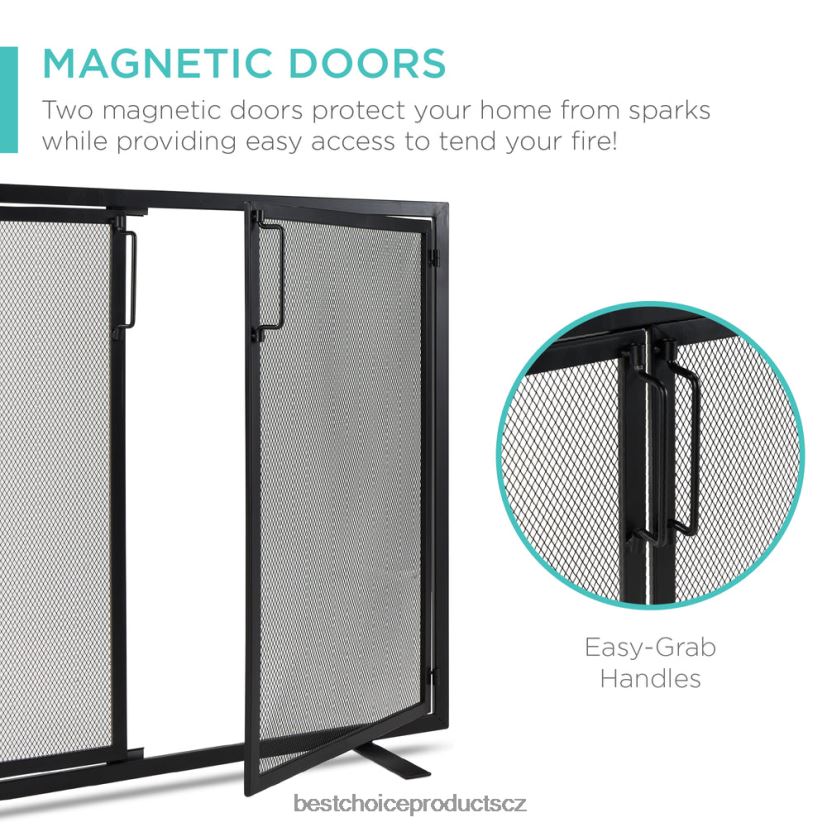 Best Choice Products 2-dveřová kovaná krbová zástěna s magnetickými dvířky doplněk Černá FF2286354
