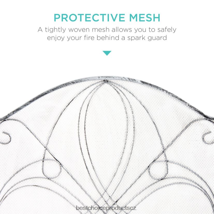 Best Choice Products 3-panelový kovový kryt krbové zástěny z tepaného železa s rolovacím designem doplněk cín FF22861263
