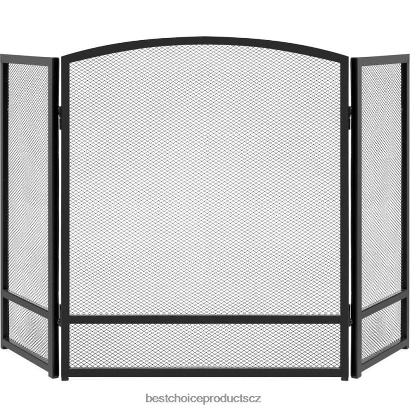 Best Choice Products 3panelová jednoduchá krbová zástěna z ocelové sítě s opotřebovanou povrchovou úpravou doplněk Černá FF2286660