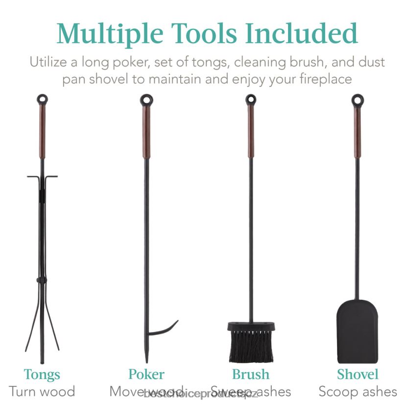 Best Choice Products 5dílná moderní moderní sada starožitného nářadí pro vnitřní venkovní krb doplněk Černá FF2286668