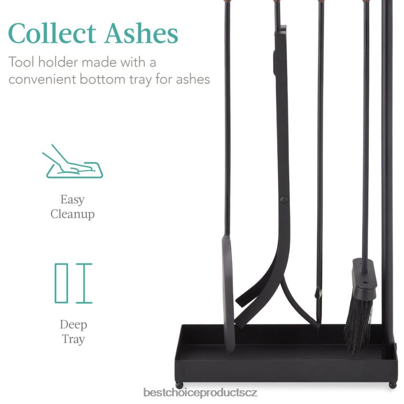 Best Choice Products 5dílná moderní moderní sada starožitného nářadí pro vnitřní venkovní krb doplněk Černá FF2286668