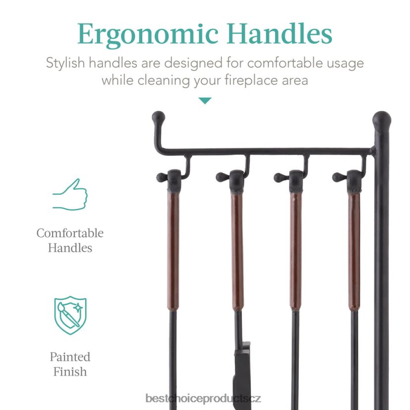 Best Choice Products 5dílná moderní moderní sada starožitného nářadí pro vnitřní venkovní krb doplněk Černá FF2286668