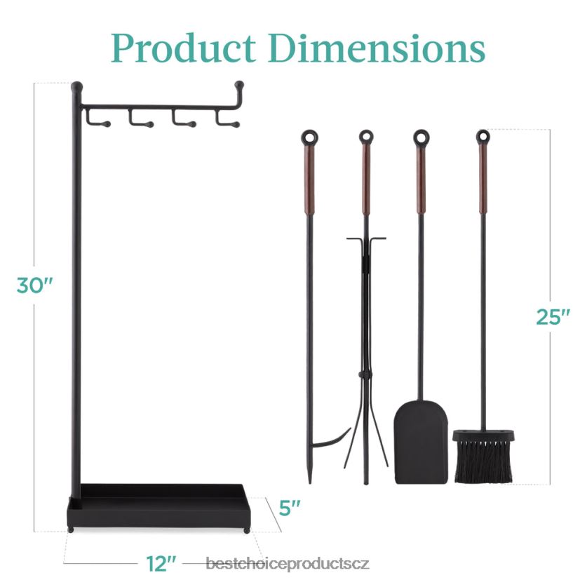 Best Choice Products 5dílná moderní moderní sada starožitného nářadí pro vnitřní venkovní krb doplněk Černá FF2286668