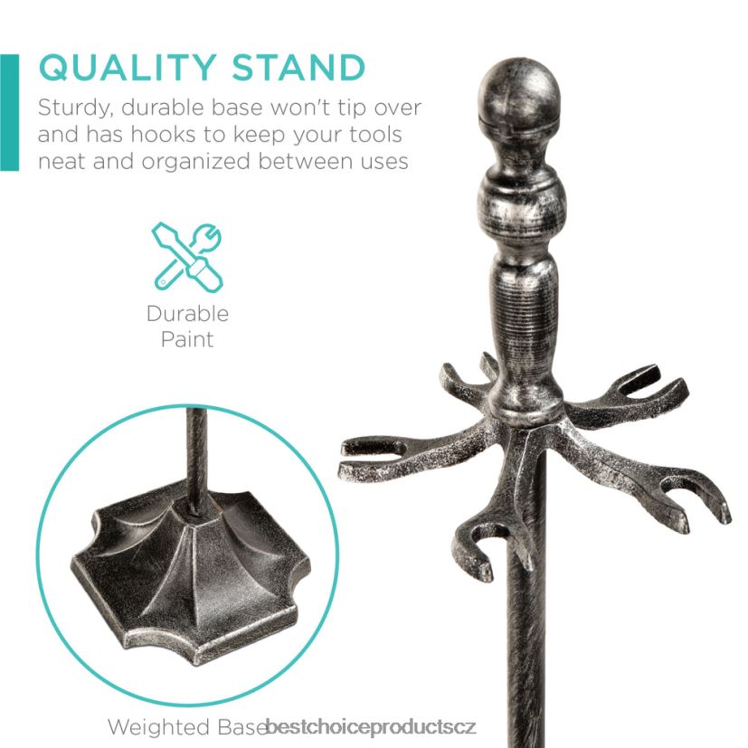 Best Choice Products 5dílná rustikální sada nářadí pro vnitřní venkovní krb a ohniště se stojanem doplněk cín FF2286705