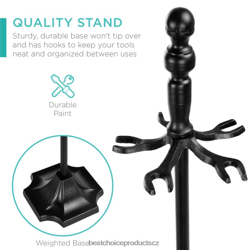 Best Choice Products 5dílná rustikální sada nářadí pro vnitřní venkovní krb a ohniště se stojanem doplněk Černá FF2286703