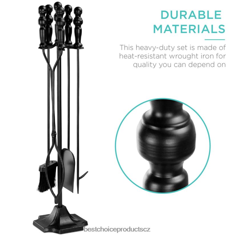 Best Choice Products 5dílná rustikální sada nářadí pro vnitřní venkovní krb a ohniště se stojanem doplněk Černá FF2286703