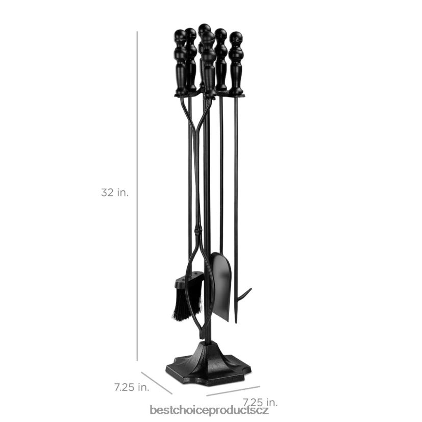 Best Choice Products 5dílná rustikální sada nářadí pro vnitřní venkovní krb a ohniště se stojanem doplněk Černá FF2286703