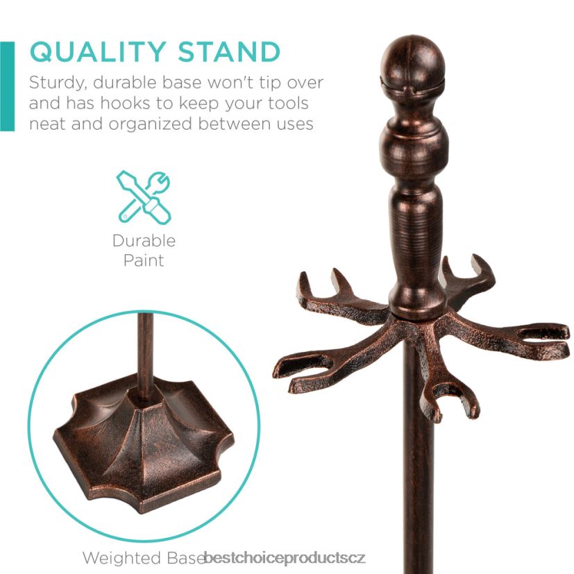 Best Choice Products 5dílná rustikální sada nářadí pro vnitřní venkovní krb a ohniště se stojanem doplněk měď FF2286704