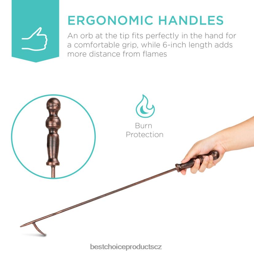 Best Choice Products 5dílná rustikální sada nářadí pro vnitřní venkovní krb a ohniště se stojanem doplněk měď FF2286704