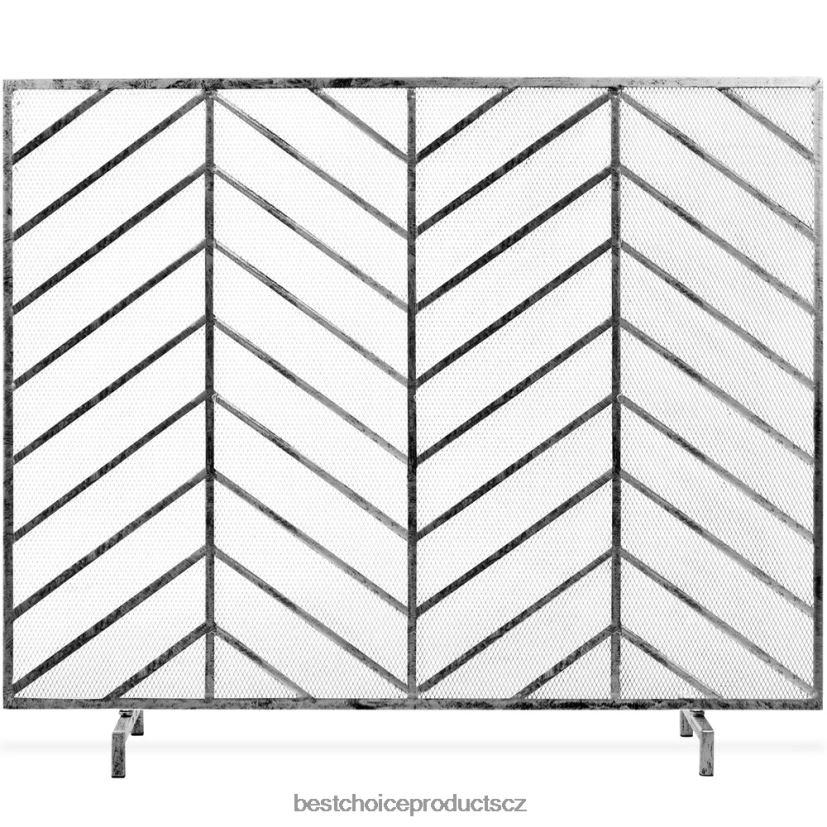 Best Choice Products jednopanelový železný chevron krbová zástěna se starožitným povrchem doplněk cín FF22861232