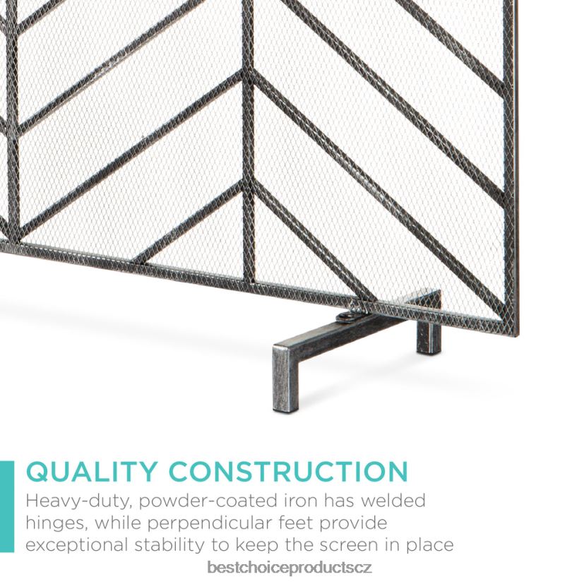 Best Choice Products jednopanelový železný chevron krbová zástěna se starožitným povrchem doplněk cín FF22861232