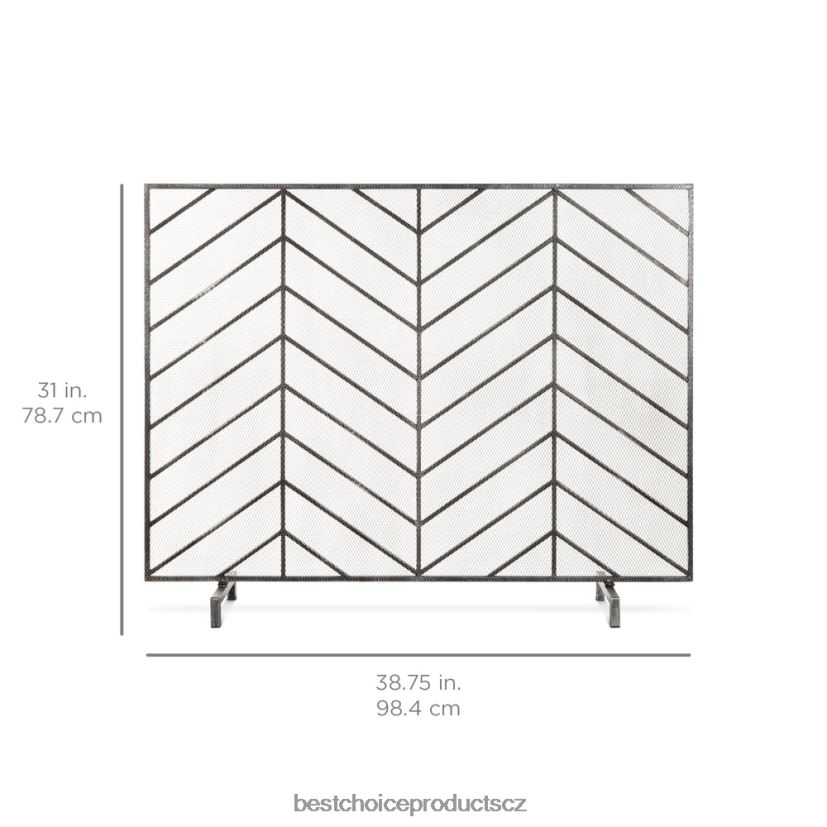 Best Choice Products jednopanelový železný chevron krbová zástěna se starožitným povrchem doplněk cín FF22861232