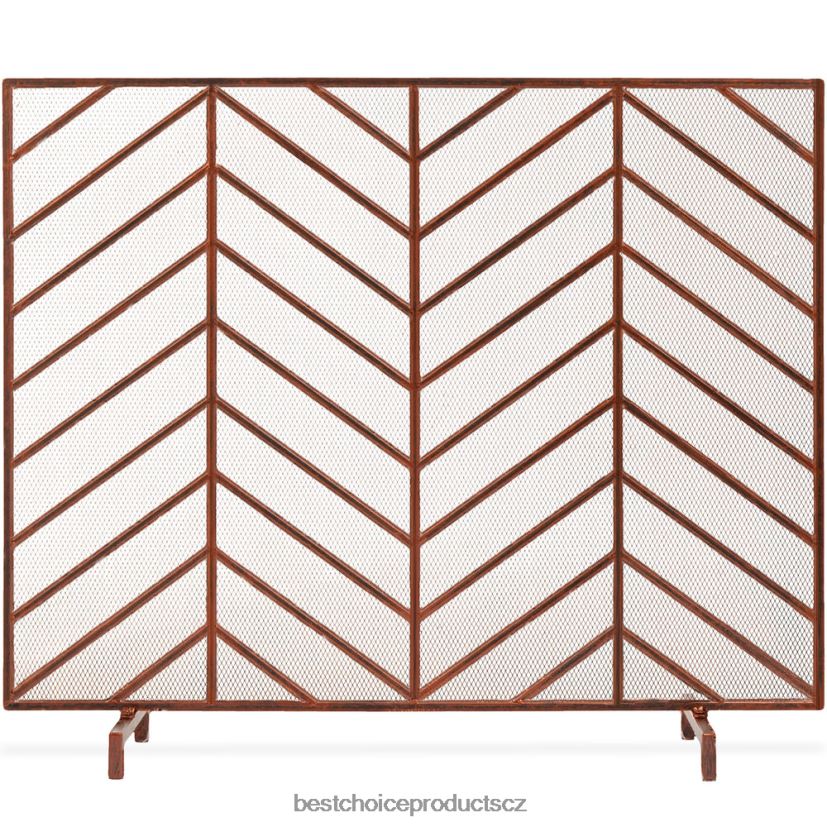 Best Choice Products jednopanelový železný chevron krbová zástěna se starožitným povrchem doplněk měď FF22861233