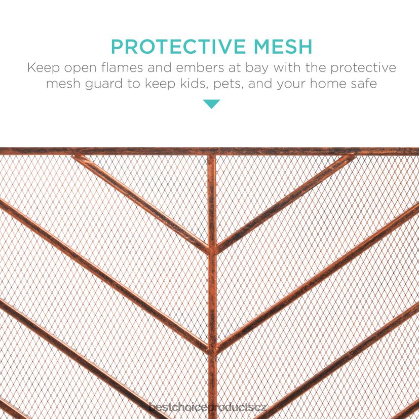 Best Choice Products jednopanelový železný chevron krbová zástěna se starožitným povrchem doplněk měď FF22861233