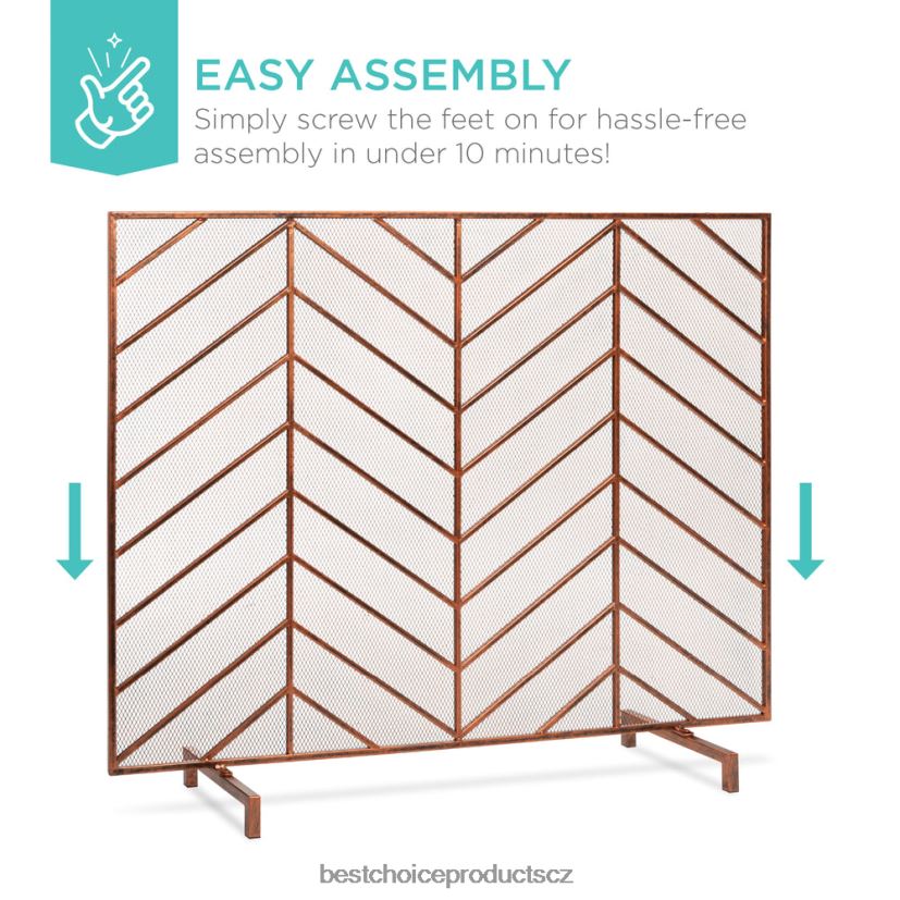 Best Choice Products jednopanelový železný chevron krbová zástěna se starožitným povrchem doplněk měď FF22861233