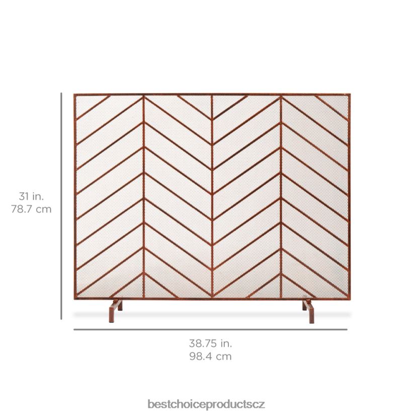 Best Choice Products jednopanelový železný chevron krbová zástěna se starožitným povrchem doplněk měď FF22861233