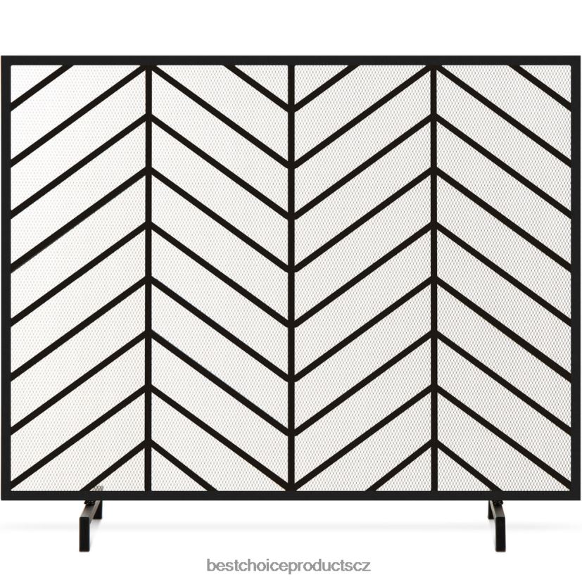 Best Choice Products jednopanelový železný chevron krbová zástěna se starožitným povrchem doplněk saténová černá FF22861231