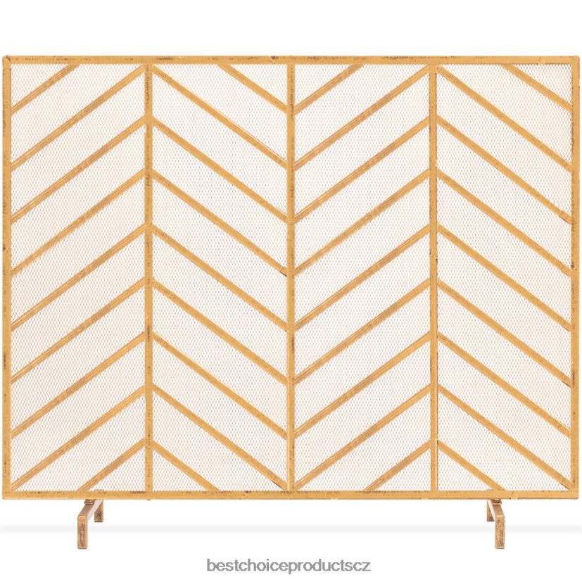 Best Choice Products jednopanelový železný chevron krbová zástěna se starožitným povrchem doplněk zlato FF22861230