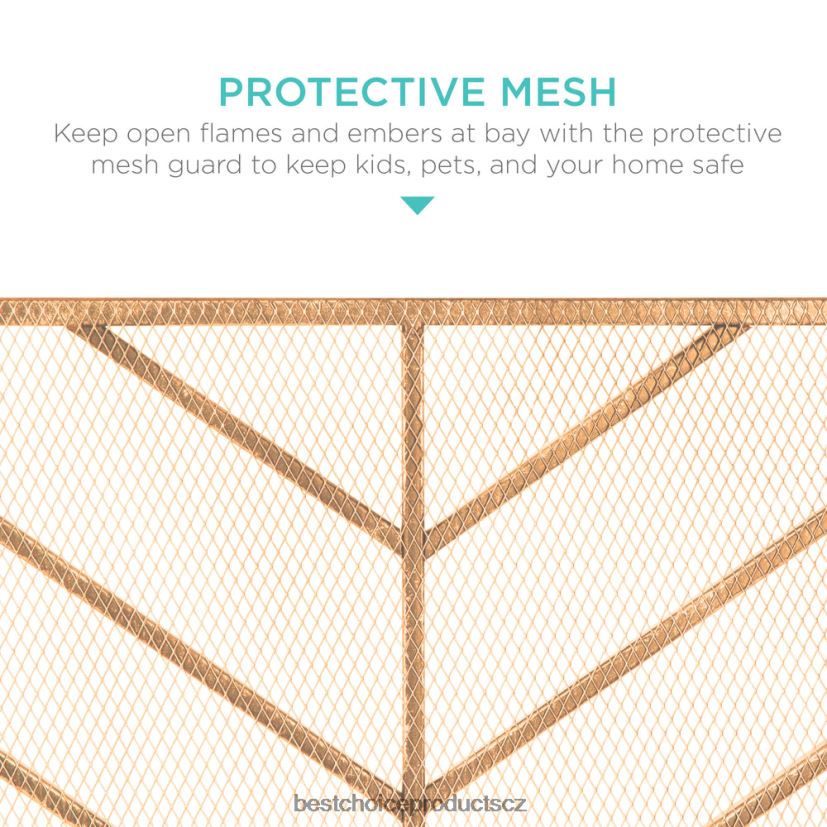 Best Choice Products jednopanelový železný chevron krbová zástěna se starožitným povrchem doplněk zlato FF22861230