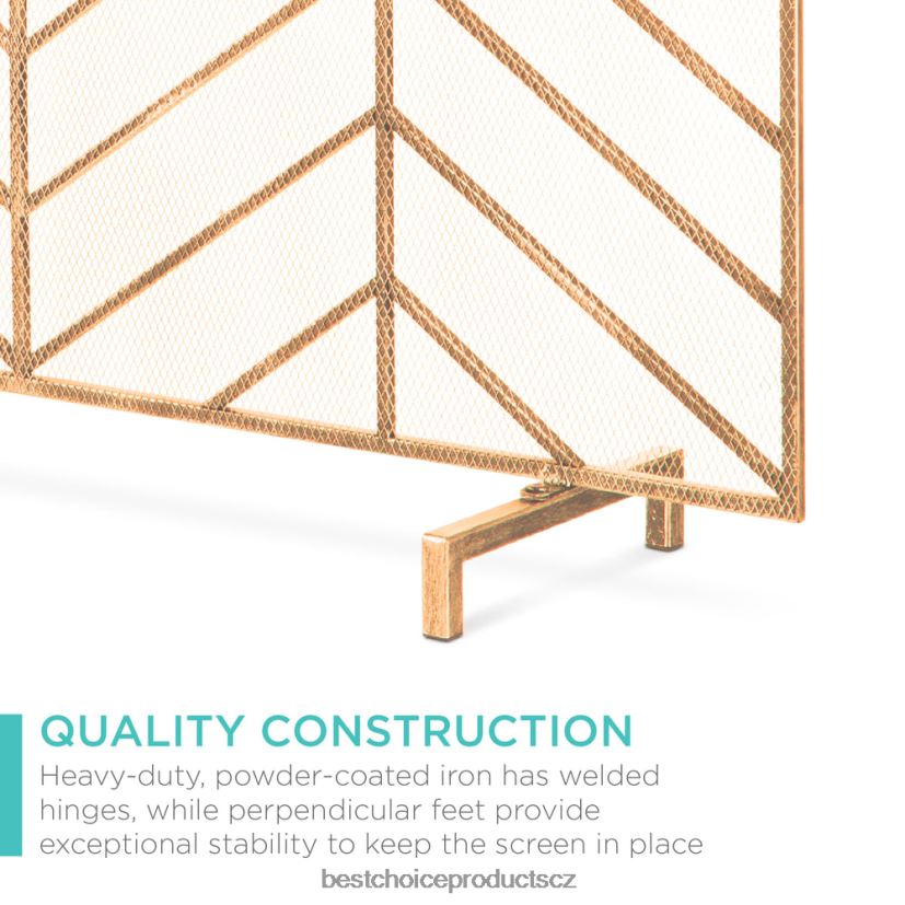 Best Choice Products jednopanelový železný chevron krbová zástěna se starožitným povrchem doplněk zlato FF22861230