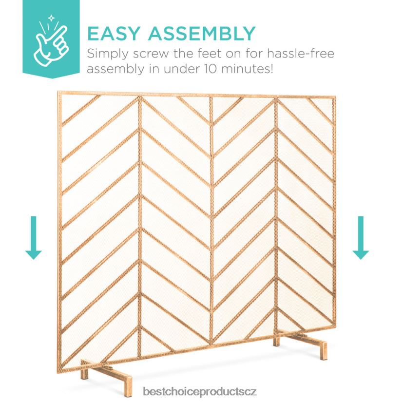 Best Choice Products jednopanelový železný chevron krbová zástěna se starožitným povrchem doplněk zlato FF22861230