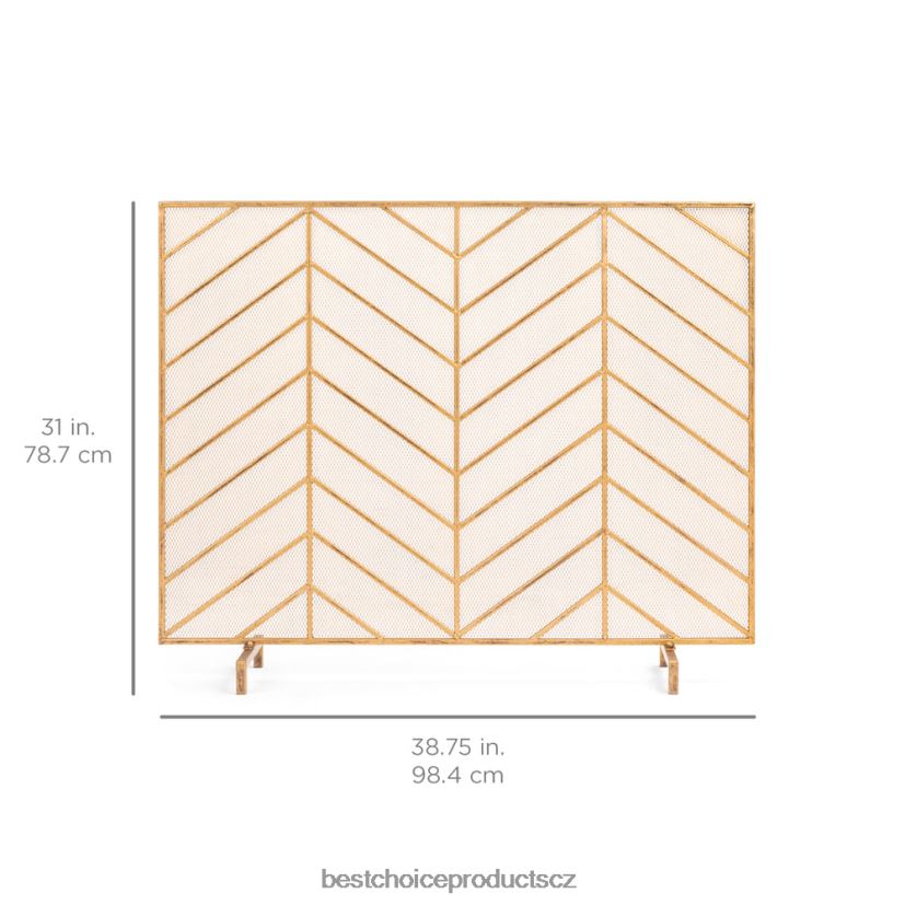 Best Choice Products jednopanelový železný chevron krbová zástěna se starožitným povrchem doplněk zlato FF22861230