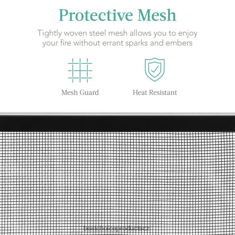 Best Choice Products jednopanelová ručně vyráběná krbová zástěna z ocelové sítě s držadly doplněk Černá FF2286346