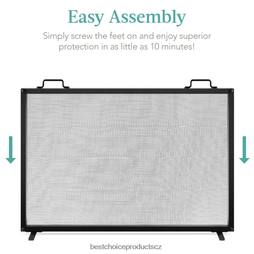 Best Choice Products jednopanelová ručně vyráběná krbová zástěna z ocelové sítě s držadly doplněk Černá FF2286346