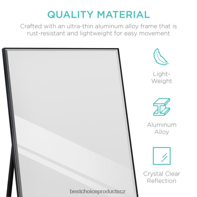 Best Choice Products velké zrcadlo po celé délce, nástěnné závěsné a naklápěcí podlahové zrcadlo doplněk Černá FF2286650