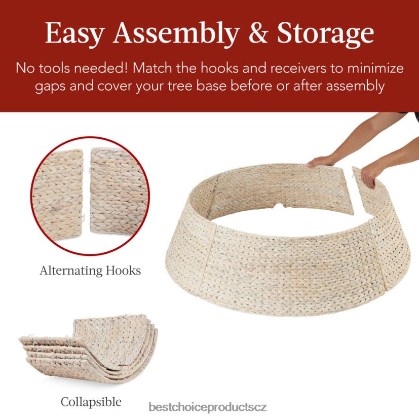 Best Choice Products tkaný hyacint vánoční sváteční strom límec sezónní vyprané bílé FF228677