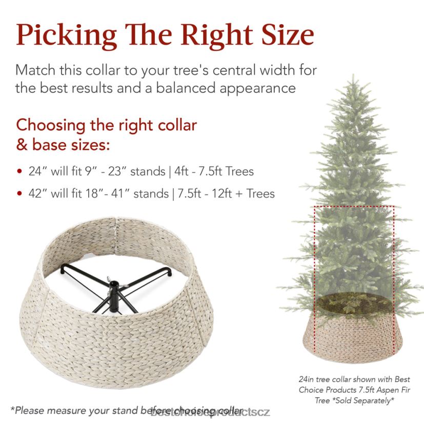 Best Choice Products tkaný hyacint vánoční sváteční strom límec sezónní vyprané bílé FF228683
