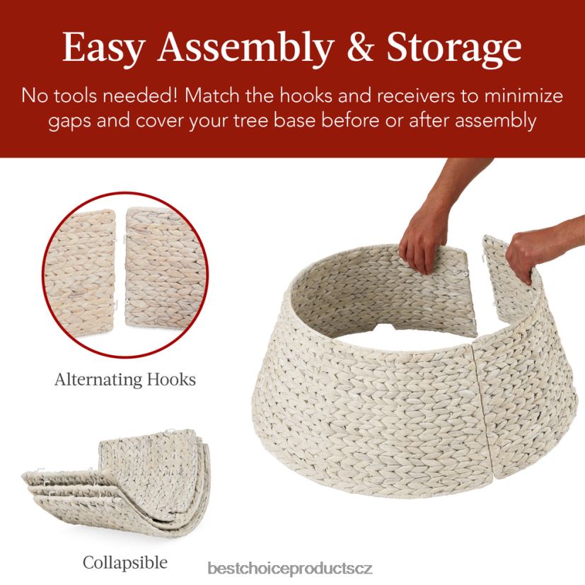 Best Choice Products tkaný hyacint vánoční sváteční strom límec sezónní vyprané bílé FF228683