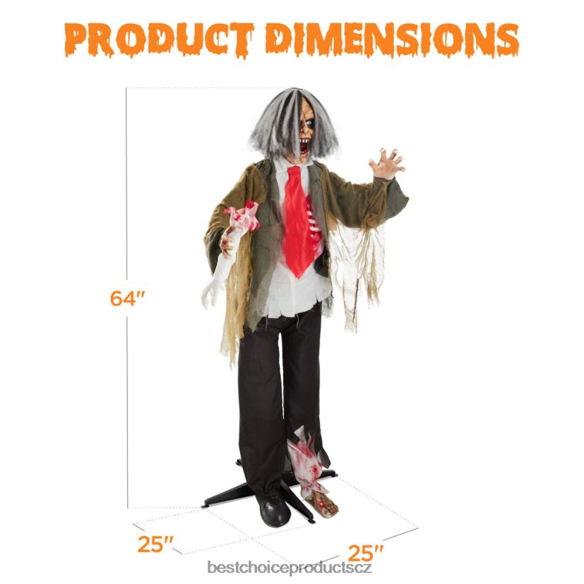 Best Choice Products shnilý ronnie stojící animatronic zombie halloween prop sezónní vícenásobné FF2286224