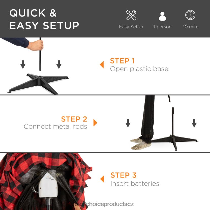 Best Choice Products vyjící hudson stojící animatronický vlkodlak se zvuky, vedenýma očima sezónní šedá/červená FF2286223