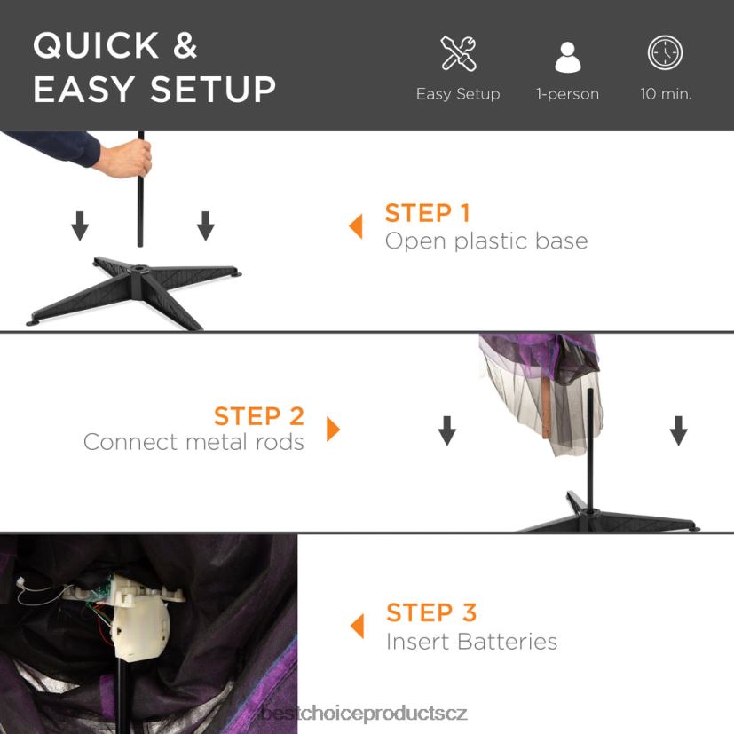 Best Choice Products zlá hůlka stojící animatronická čarodějnice se zvuky, vedl oči sezónní nachový FF2286222