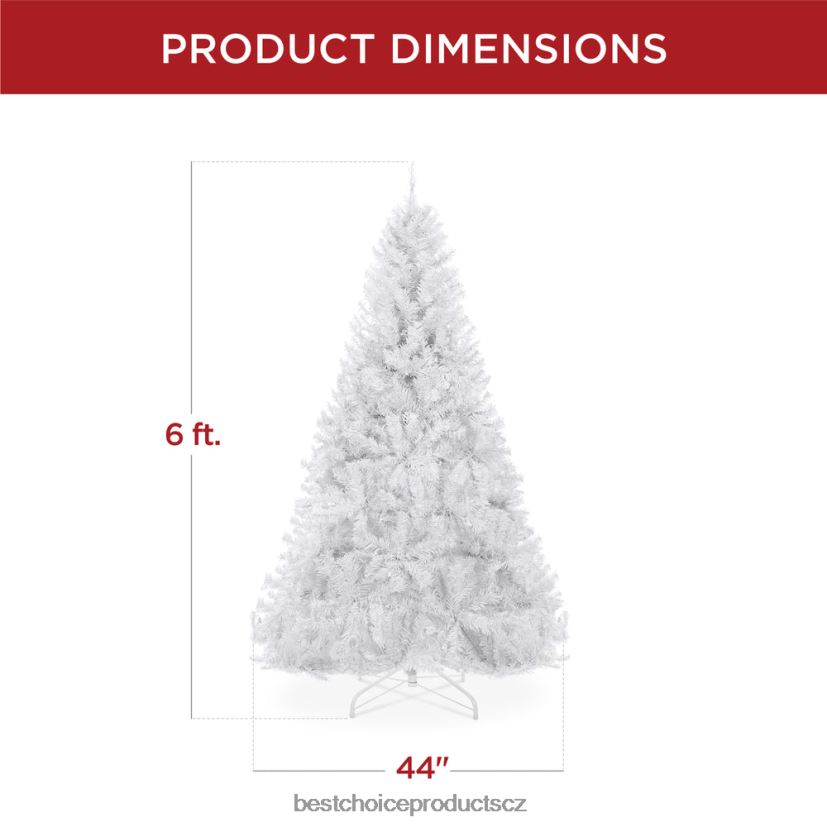 Best Choice Products prémiový vánoční stromek z bílé umělé borovice se špičkami, skládací kovová základna sezónní krása FF2286199