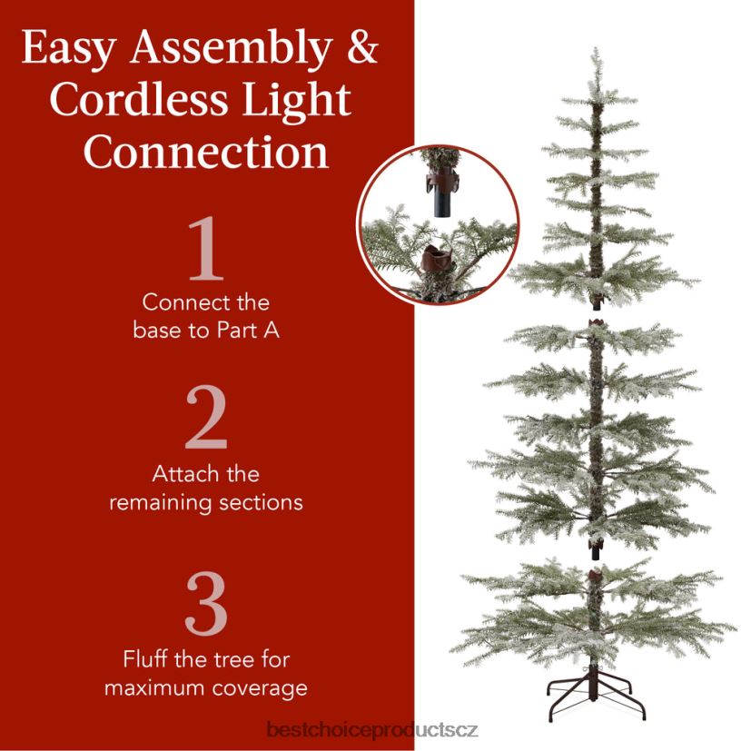 Best Choice Products předsvícený řídký vánoční stromeček s 2 v 1 LED, bezdrátové připojení sezónní krása FF228691