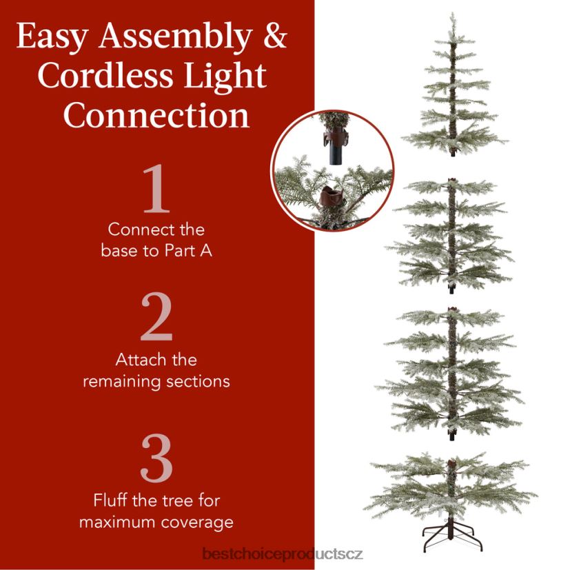 Best Choice Products předsvícený řídký vánoční stromeček s 2 v 1 LED, bezdrátové připojení sezónní krása FF228693