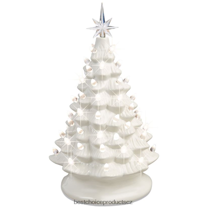 Best Choice Products předsvícený keramický stolní vánoční stromek se světly - 15in sezónní bílá s teplými bílými světly FF2286215