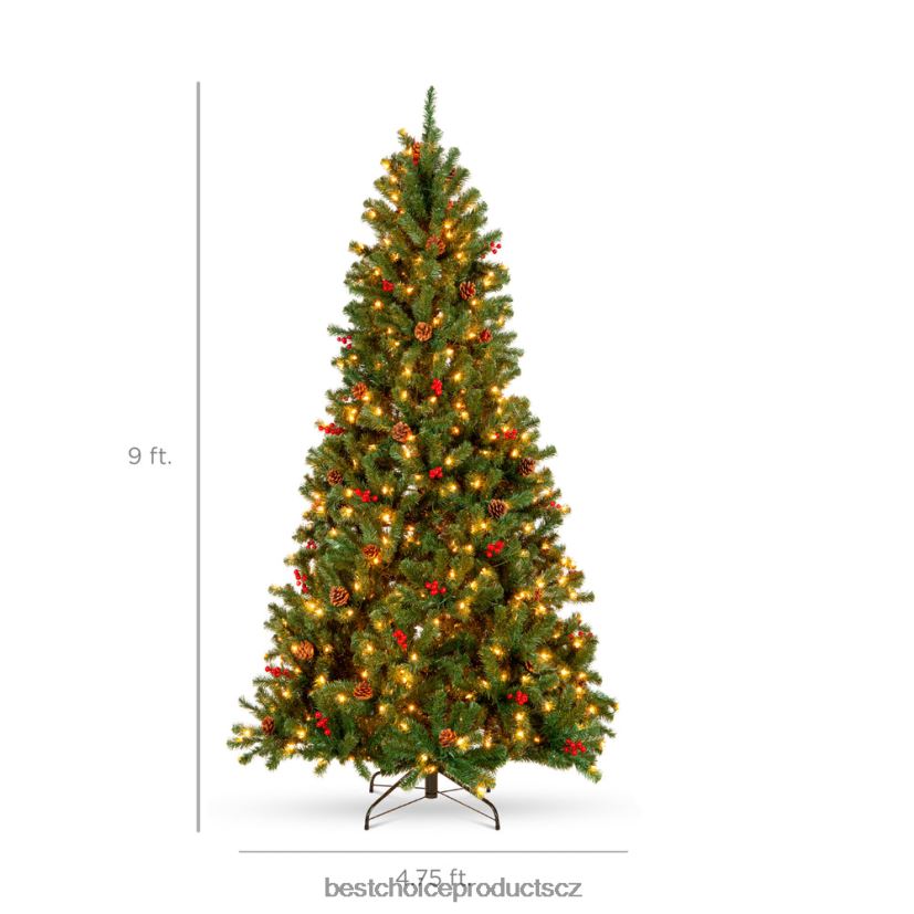 Best Choice Products předsvícený předzdobený smrkový vánoční strom se šiškami sezónní bobule FF228657