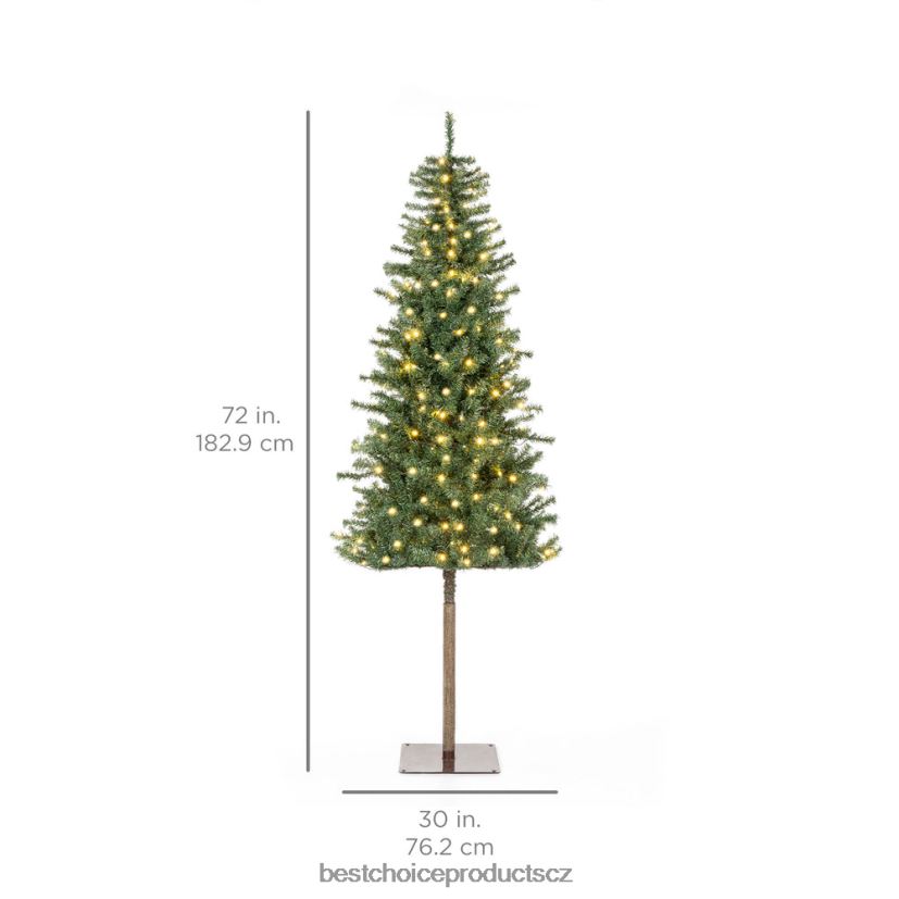 Best Choice Products předsvícená umělá alpská tenká tužka vánoční strom s led světly, stojan sezónní krása FF2286148