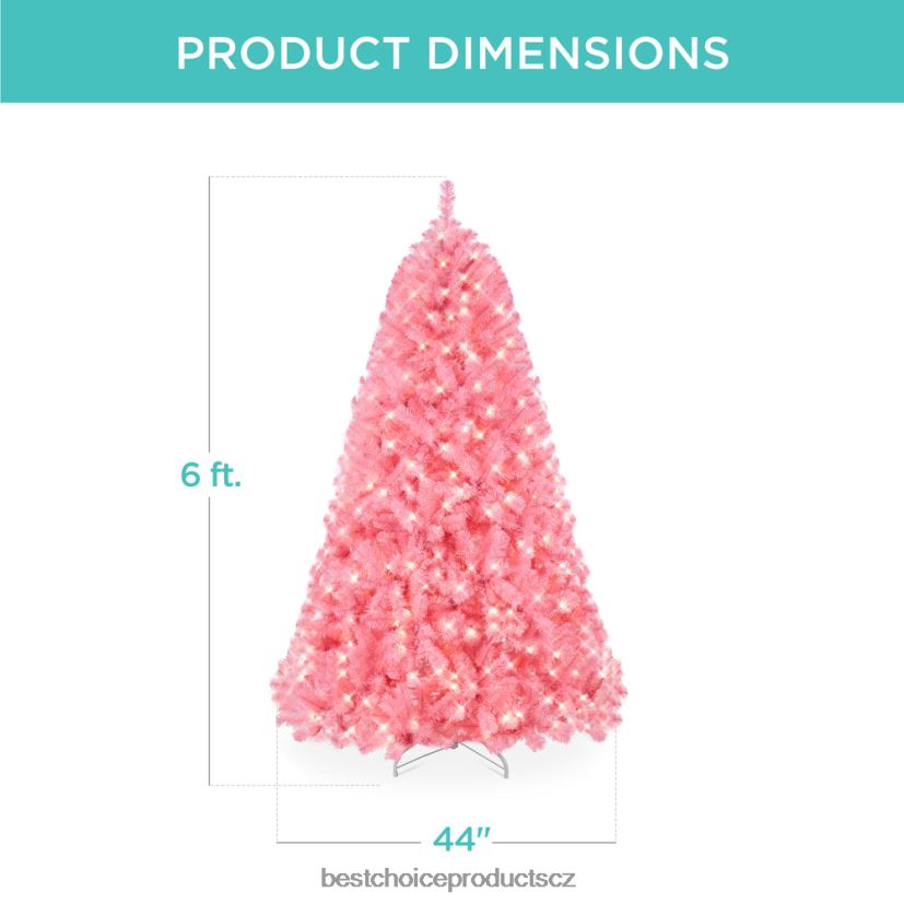Best Choice Products předsvícený umělý růžový vánoční strom s žárovkami sezónní kovový stojan FF2286174