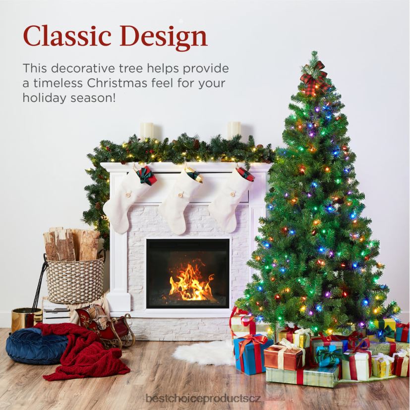 Best Choice Products předsvícený umělý smrkový vánoční strom s vícebarevnými LED světly sezónní krása FF228612
