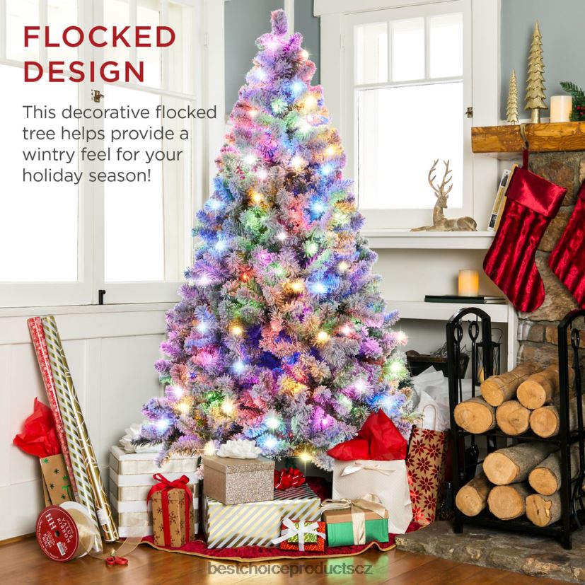 Best Choice Products předsvícený vánoční stromeček z umělé borovice s vícebarevnými světly sezónní krása FF228628