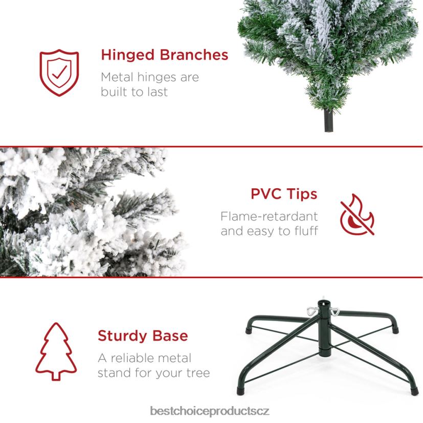 Best Choice Products předsvícený vánoční stromeček z umělé borovice se sněhem sezónní teplá bílá světla FF22864