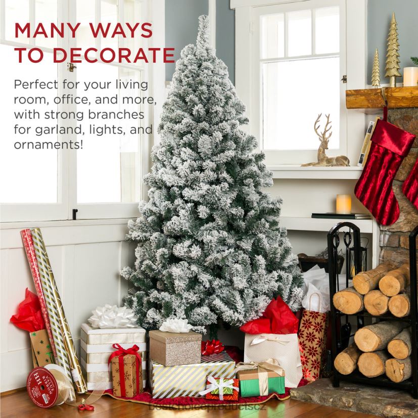 Best Choice Products předsvícený vánoční stromeček z umělé borovice se sněhem sezónní teplá bílá světla FF22864