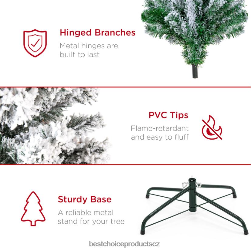 Best Choice Products předsvícený vánoční stromeček z umělé borovice se sněhem sezónní teplá bílá světla FF22867