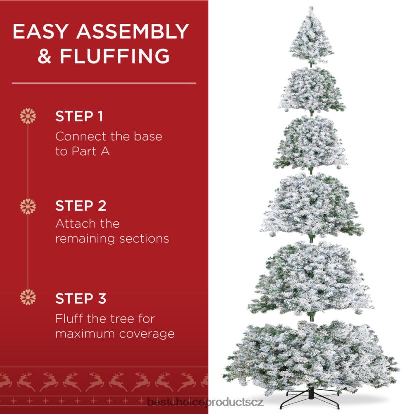 Best Choice Products předsvícený vánoční stromeček z umělé borovice se sněhem sezónní teplá bílá světla FF22868