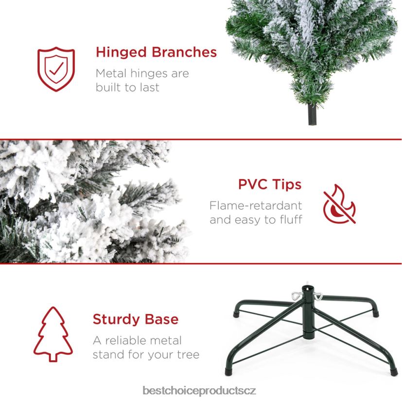 Best Choice Products předsvícený vánoční stromeček z umělé borovice se sněhem sezónní teplá bílá světla FF22868